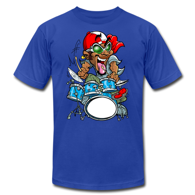 Drummer Cartoon T-Shirt - royal blue