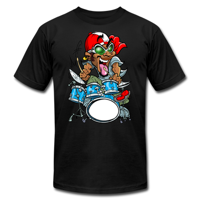 Drummer Cartoon T-Shirt - black