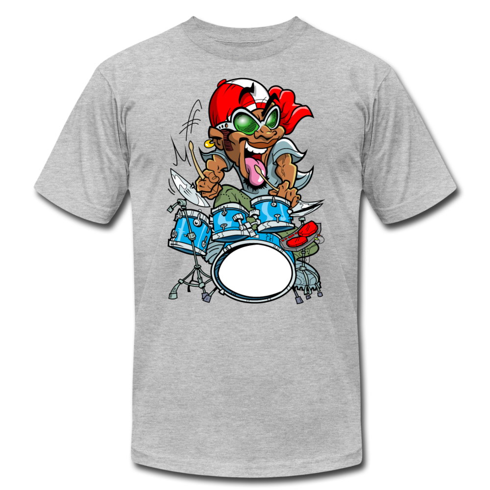 Drummer Cartoon T-Shirt - heather gray