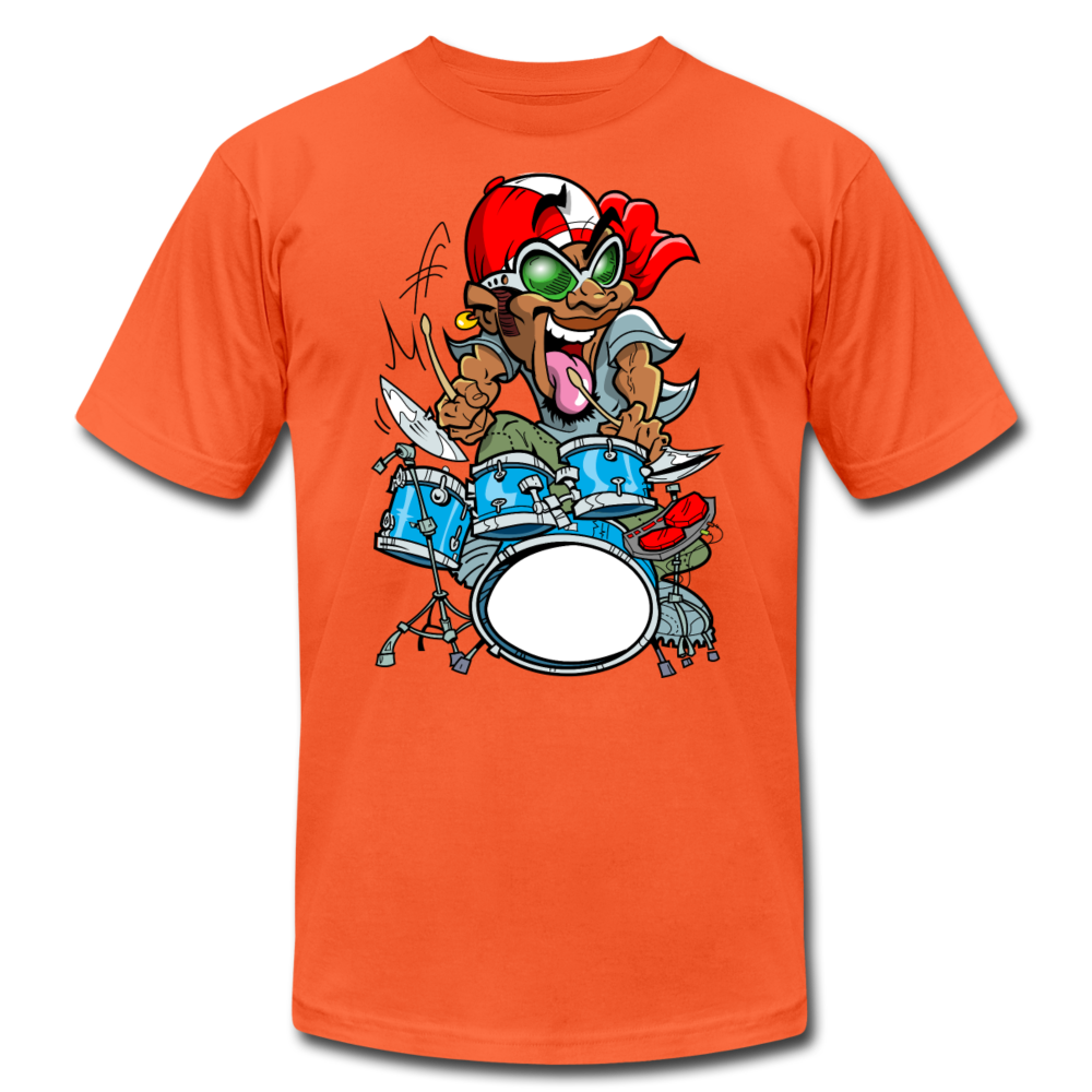 Drummer Cartoon T-Shirt - orange