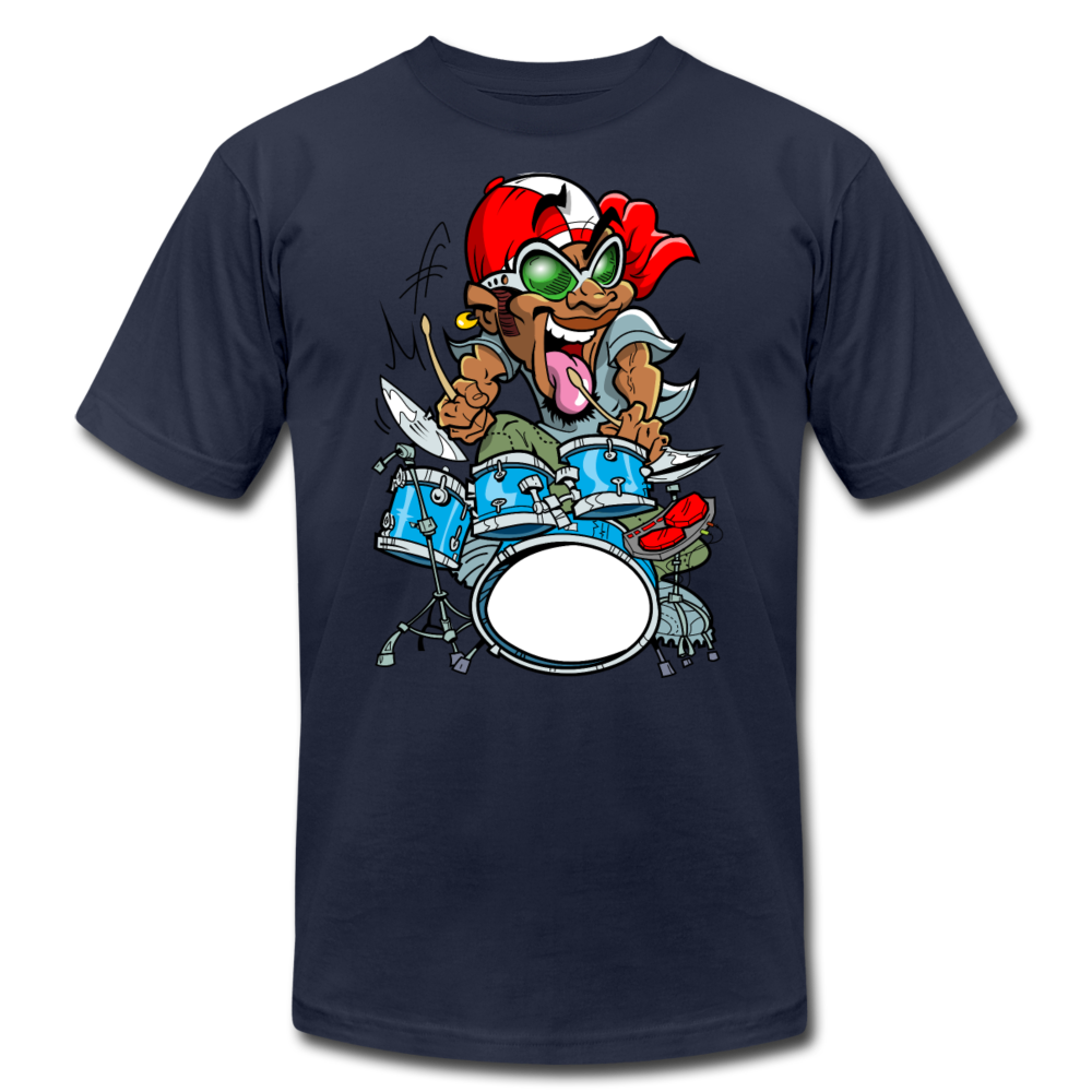 Drummer Cartoon T-Shirt - navy