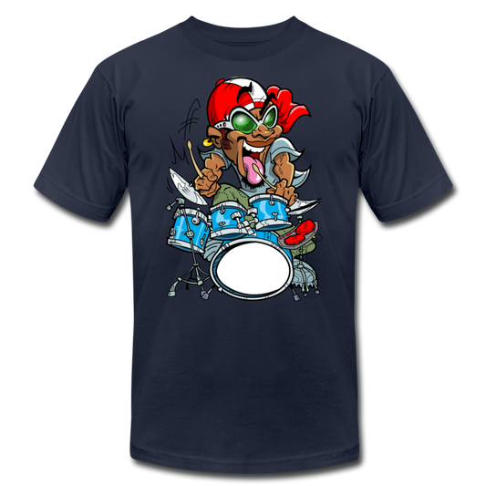 Drummer Cartoon T-Shirt - navy