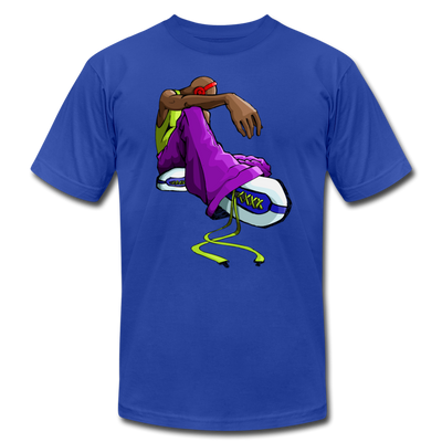 Sitting Hip Hop Cartoon T-Shirt - royal blue