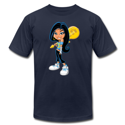 Cartoon Girl with Guitar T-Shirt - navy