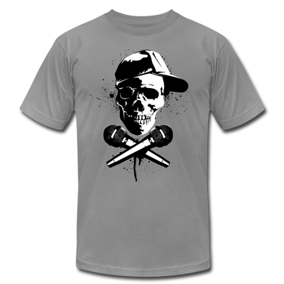 Hip Hop Skull & Cross Microphones T-Shirt - slate