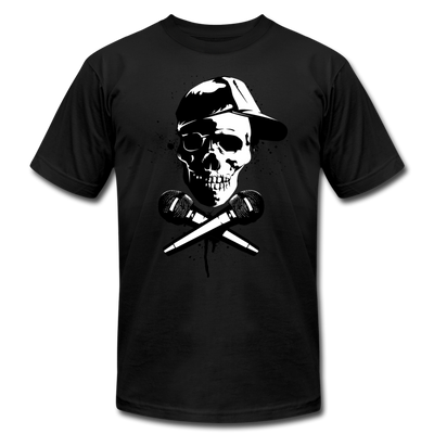 Hip Hop Skull & Cross Microphones T-Shirt - black
