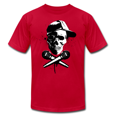 Hip Hop Skull & Cross Microphones T-Shirt - red