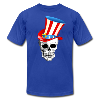 American Skull Hat T-Shirt - royal blue