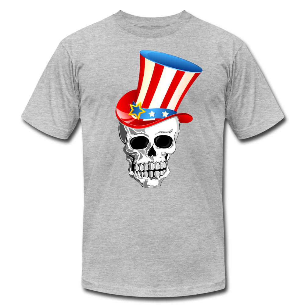 American Skull Hat T-Shirt - heather gray