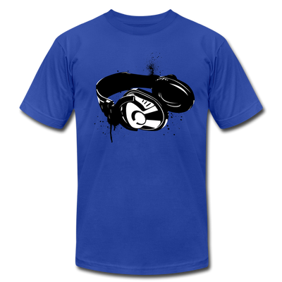 Black & White Head Phones T-Shirt - royal blue