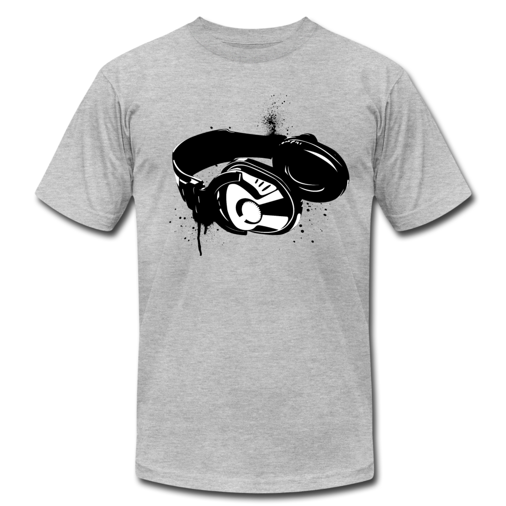 Black & White Head Phones T-Shirt - heather gray