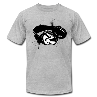 Black & White Head Phones T-Shirt - heather gray