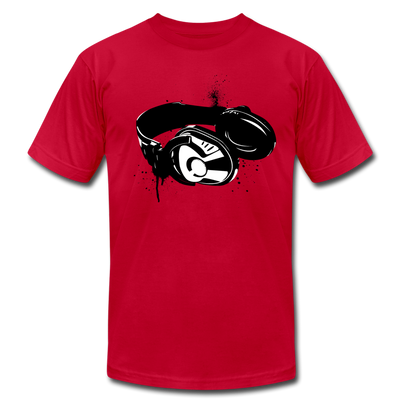 Black & White Head Phones T-Shirt - red