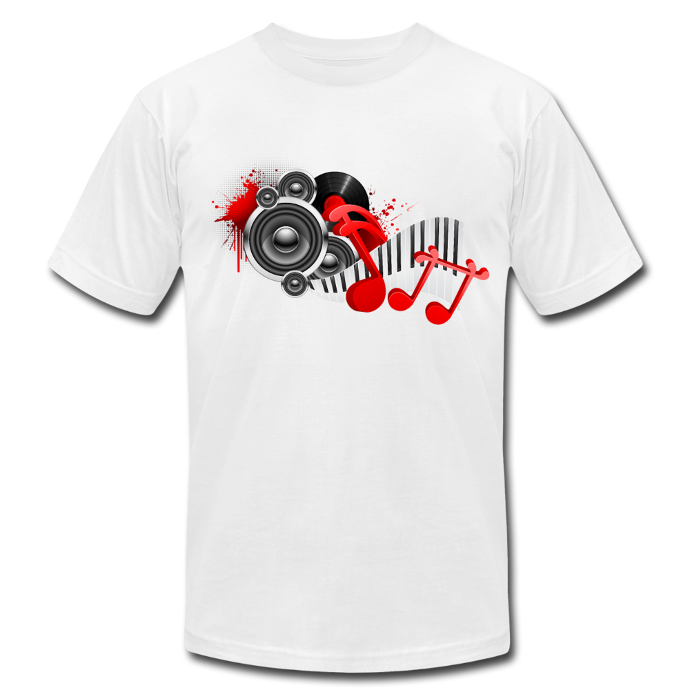 Music Notes & Speakers T-Shirt - white