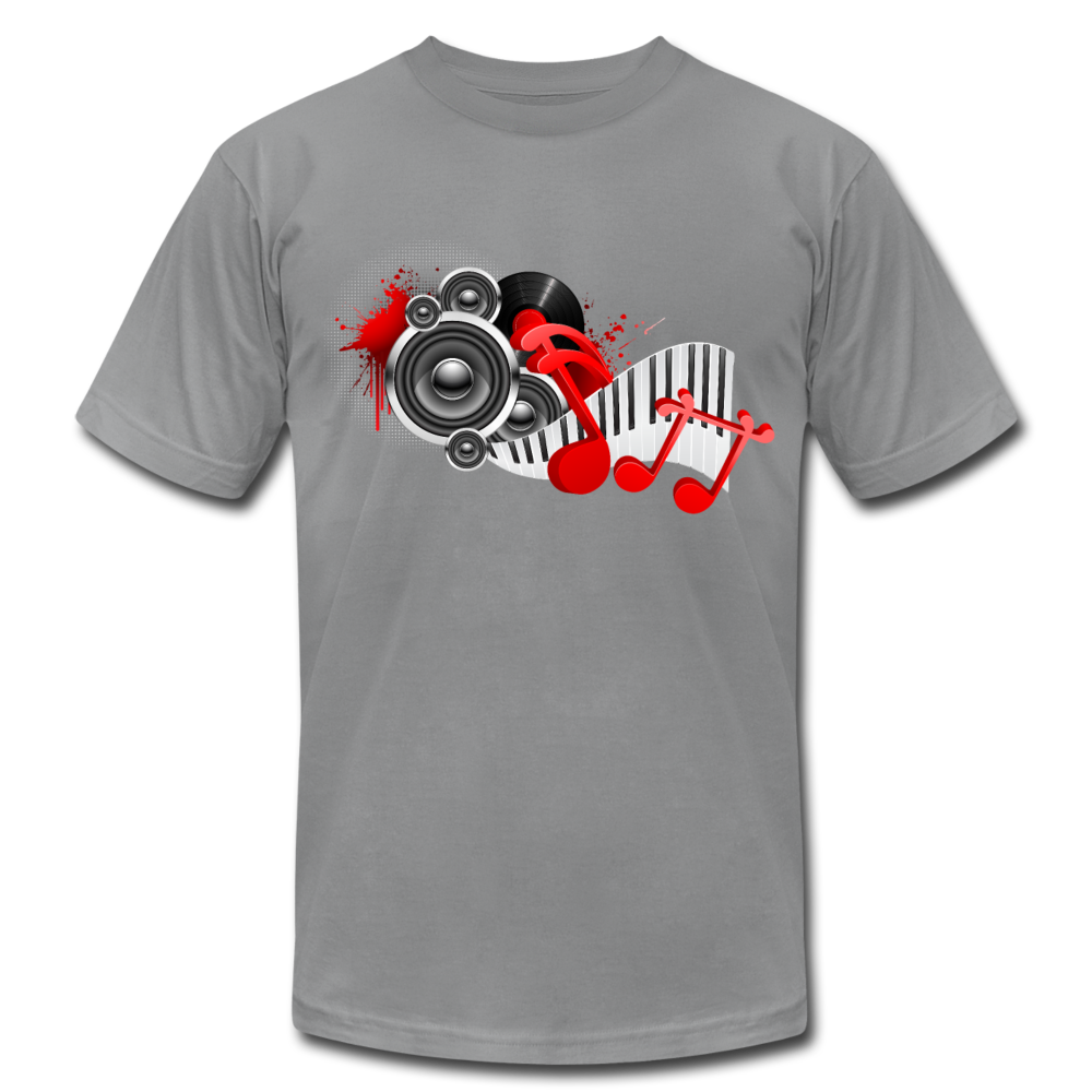 Music Notes & Speakers T-Shirt - slate