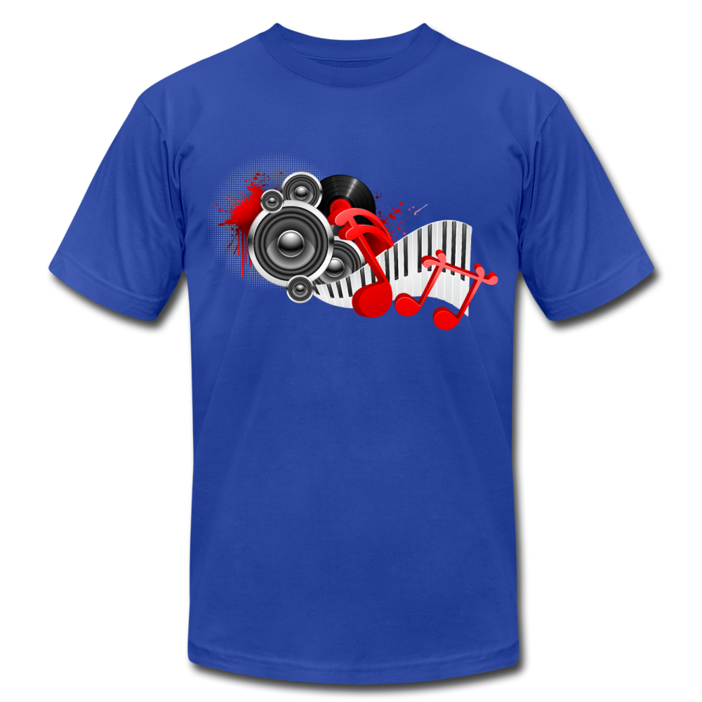 Music Notes & Speakers T-Shirt - royal blue