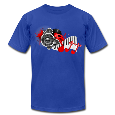 Music Notes & Speakers T-Shirt - royal blue