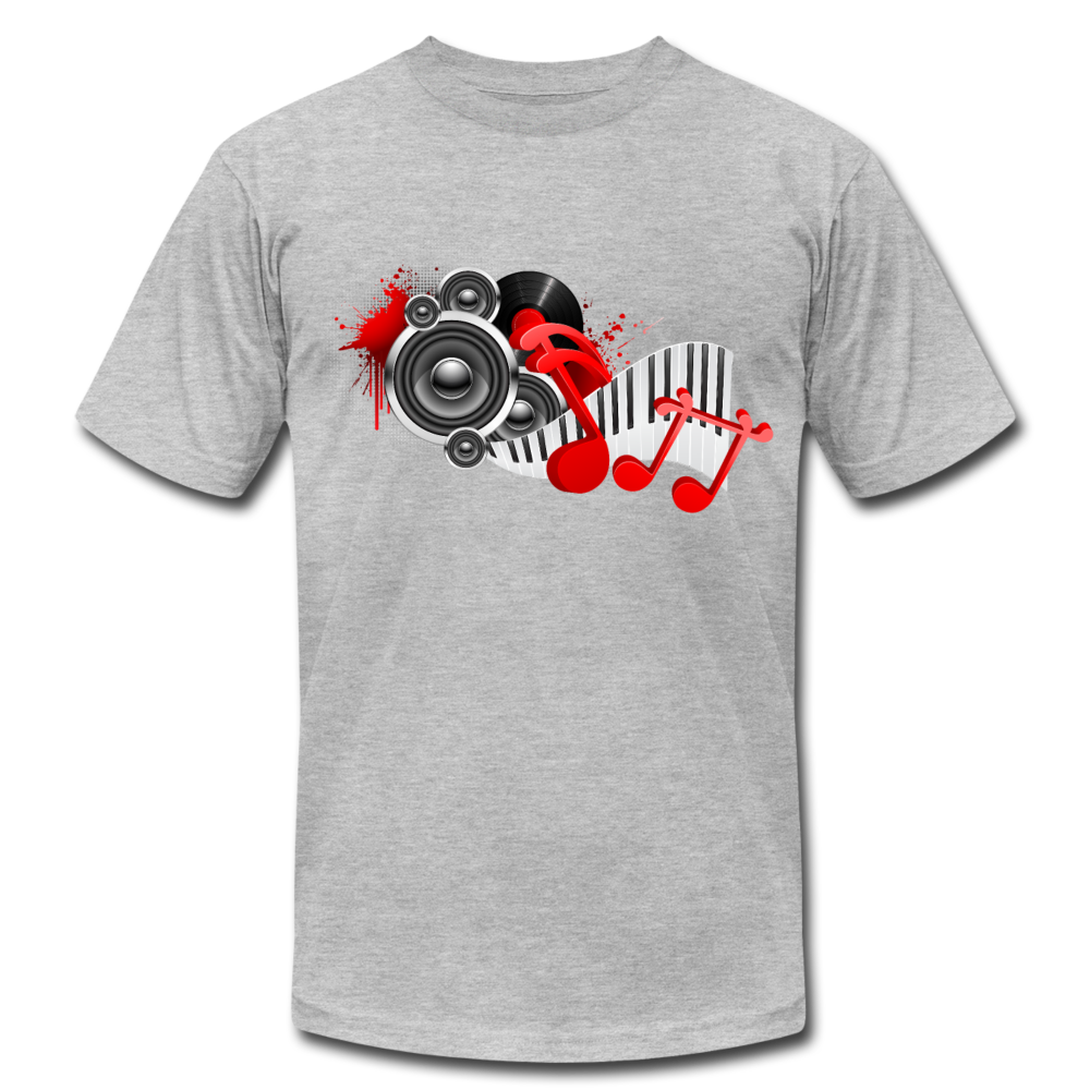 Music Notes & Speakers T-Shirt - heather gray