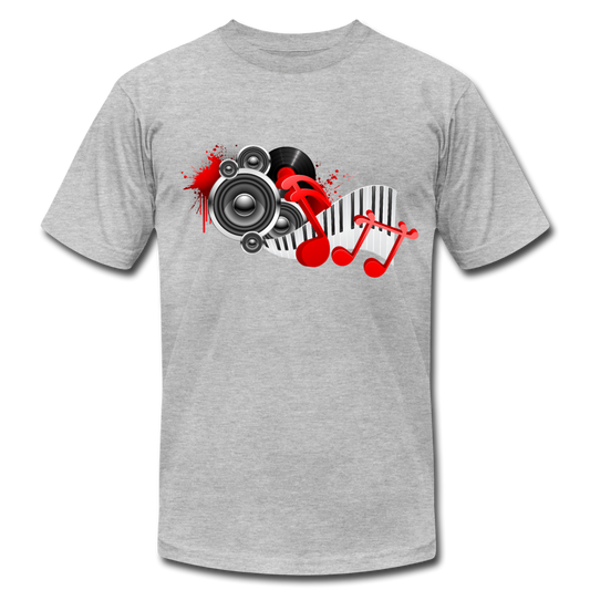 Music Notes & Speakers T-Shirt - heather gray