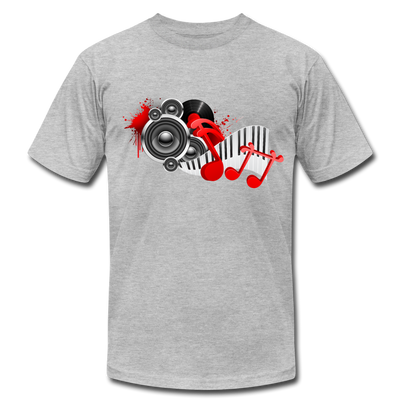Music Notes & Speakers T-Shirt - heather gray