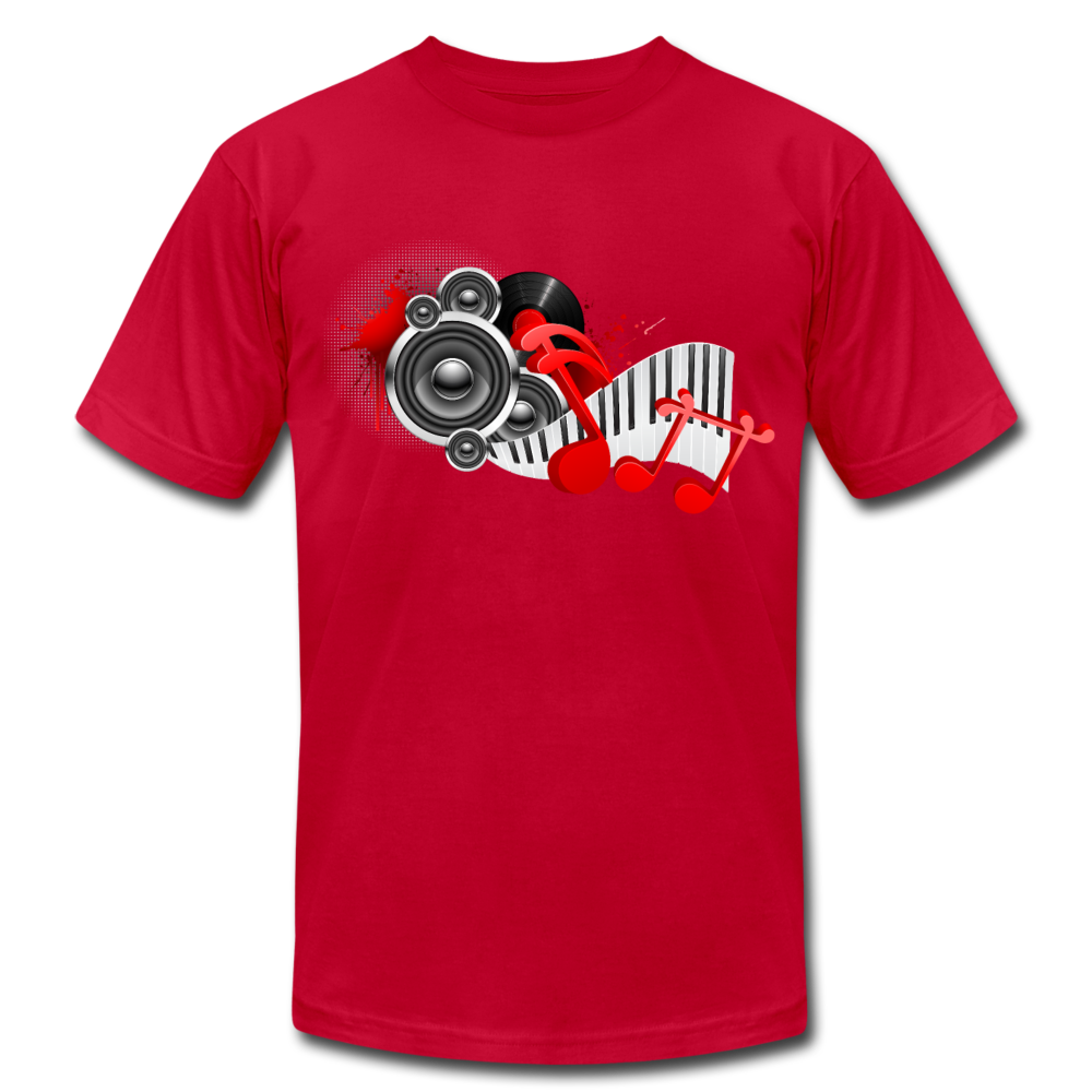 Music Notes & Speakers T-Shirt - red