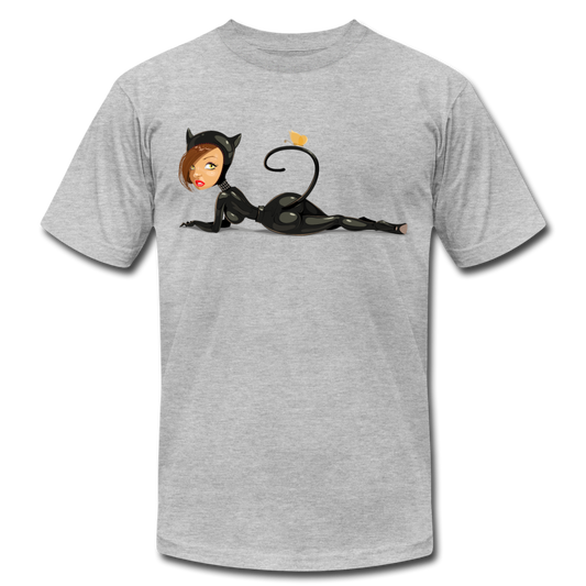 Cat Girl Cartoon T-Shirt - heather gray