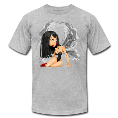 Girl Wings Cartoon T-Shirt - heather gray