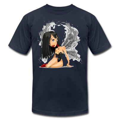 Girl Wings Cartoon T-Shirt - navy