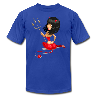 Devil Girl Cartoon T-Shirt - royal blue