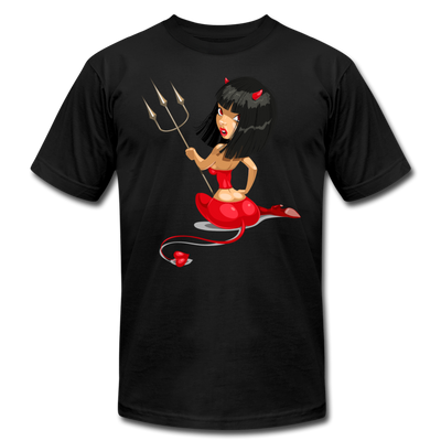 Devil Girl Cartoon T-Shirt - black