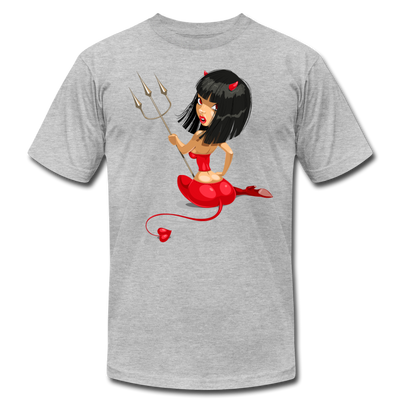 Devil Girl Cartoon T-Shirt - heather gray