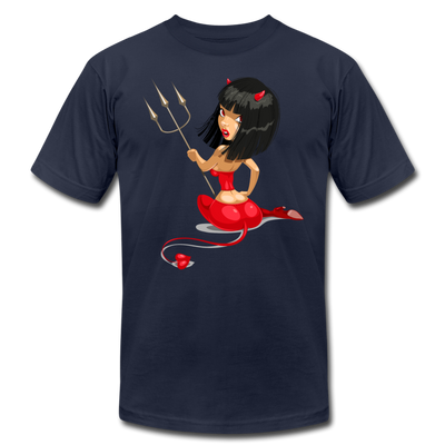 Devil Girl Cartoon T-Shirt - navy