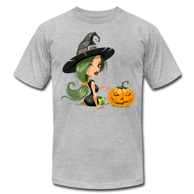 Halloween Witch Cartoon T-Shirt - heather gray