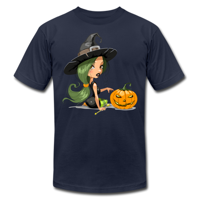 Halloween Witch Cartoon T-Shirt - navy