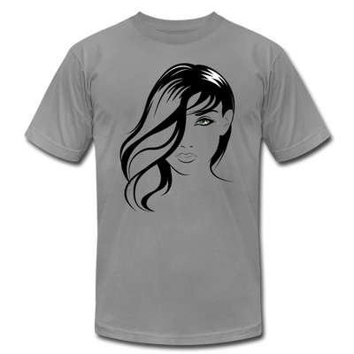 Black & White Girl Face T-Shirt - slate