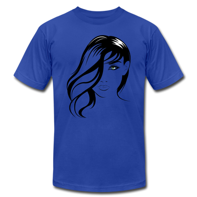 Black & White Girl Face T-Shirt - royal blue