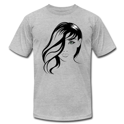 Black & White Girl Face T-Shirt - heather gray