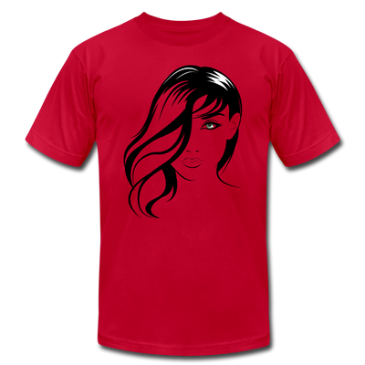 Black & White Girl Face T-Shirt - red