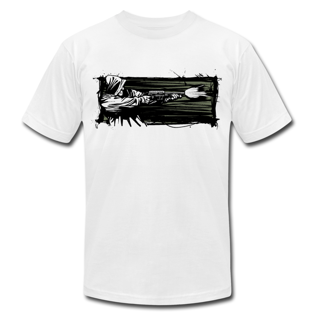 Abstract Gangster Shooting T-Shirt - white