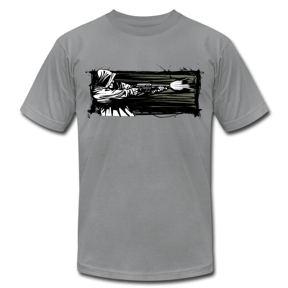 Abstract Gangster Shooting T-Shirt - slate