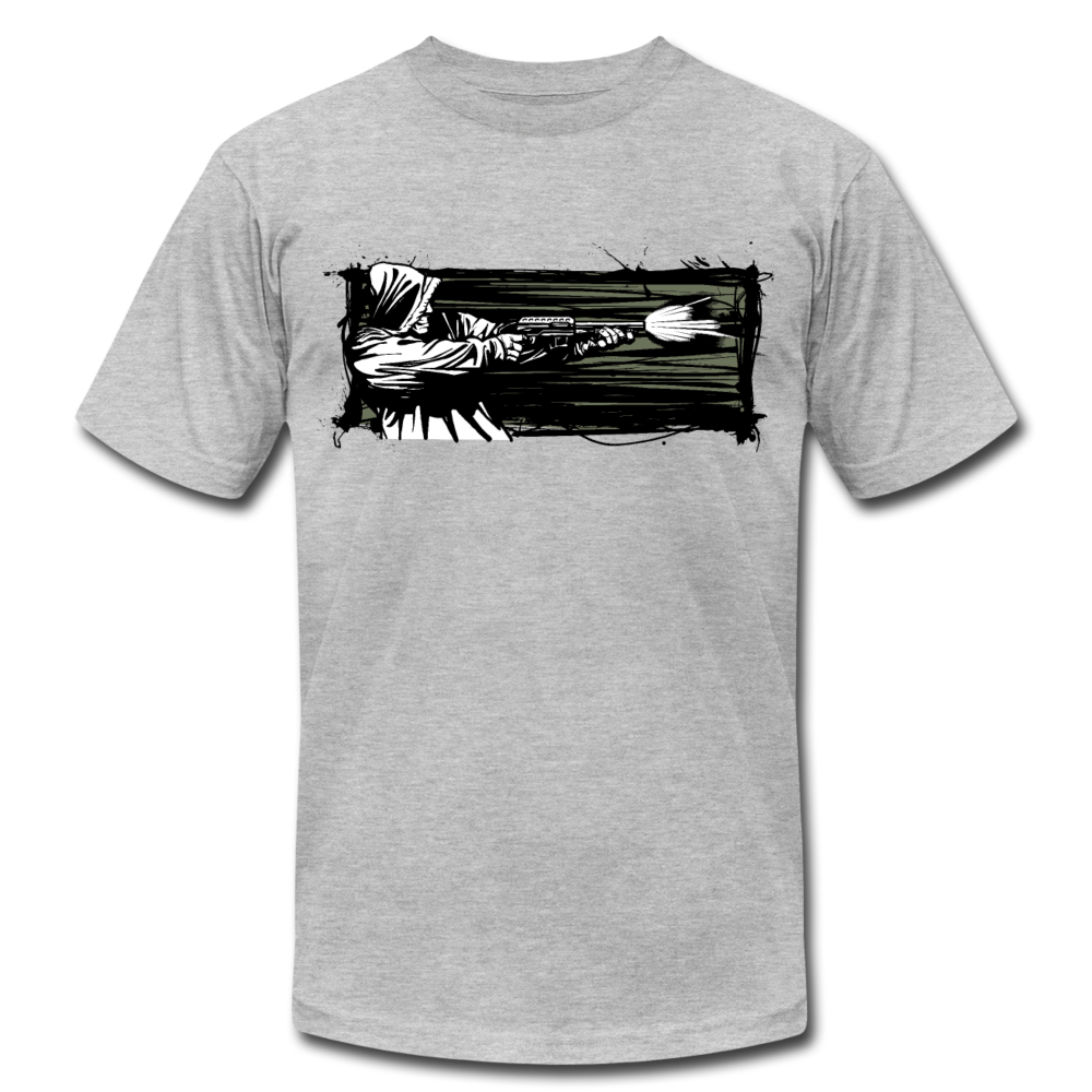 Abstract Gangster Shooting T-Shirt - heather gray