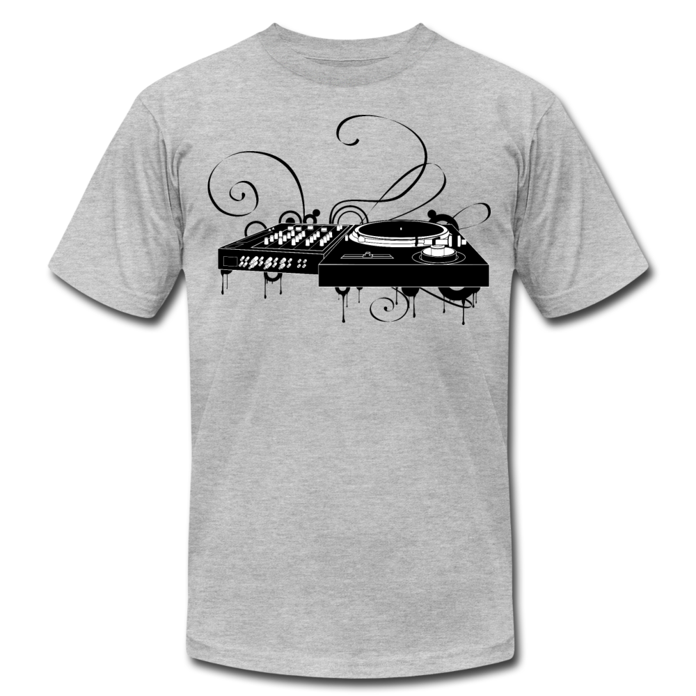 Black & White Turntable T-Shirt - heather gray