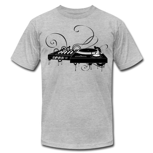 Black & White Turntable T-Shirt - heather gray