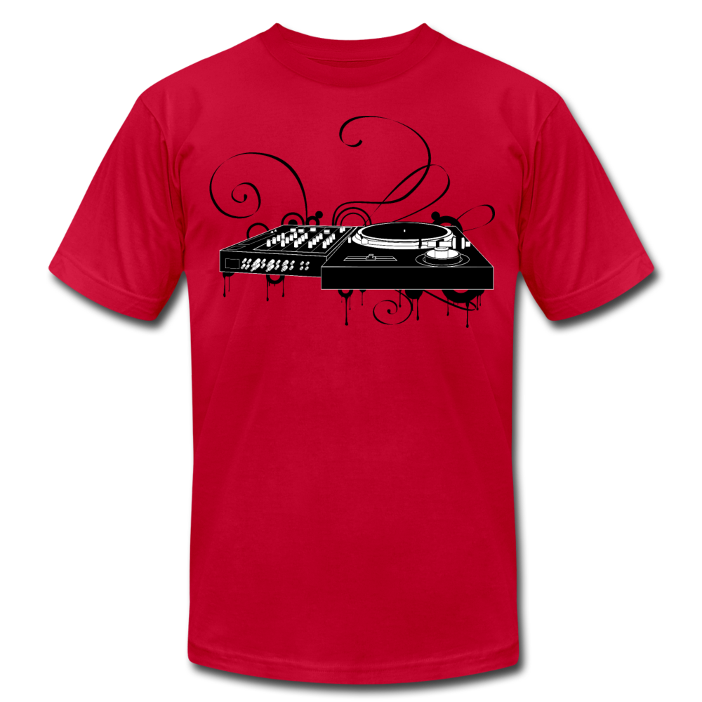 Black & White Turntable T-Shirt - red