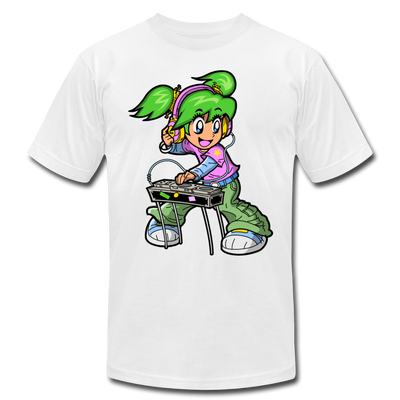 DJ Girl Cartoon T-Shirt - white