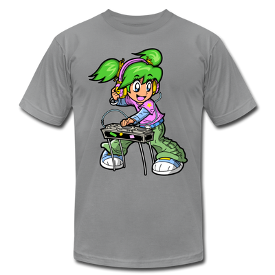 DJ Girl Cartoon T-Shirt - slate