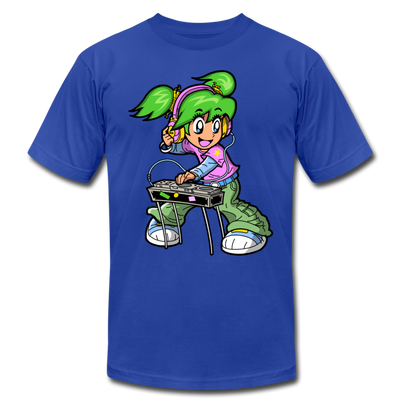 DJ Girl Cartoon T-Shirt - royal blue