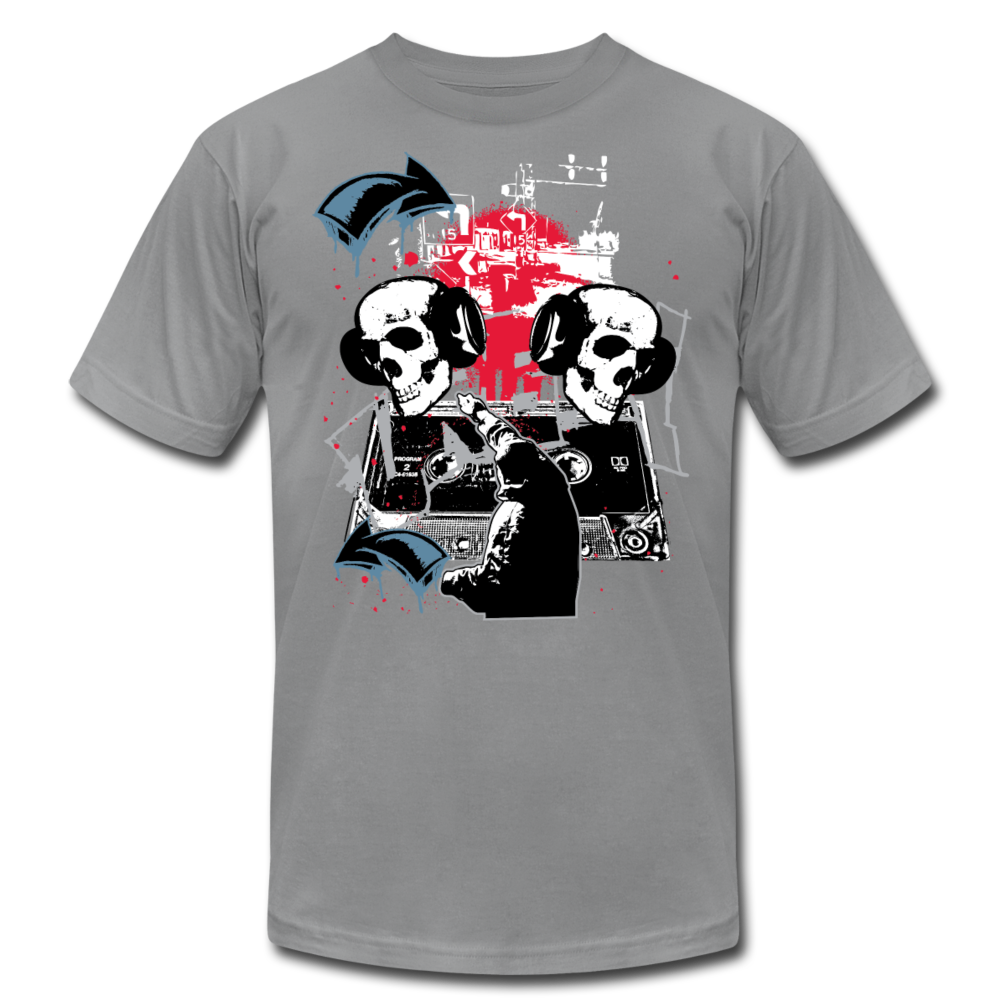 Abstract Skulls with Headphones T-Shirt - slate