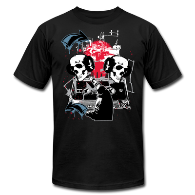 Abstract Skulls with Headphones T-Shirt - black