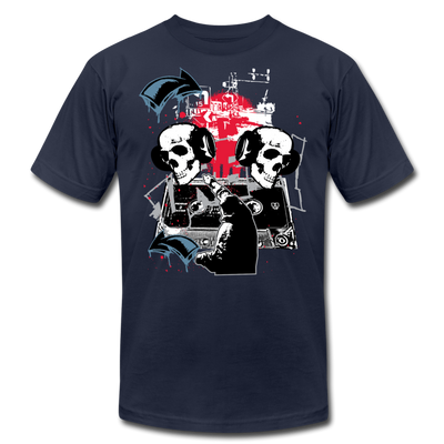 Abstract Skulls with Headphones T-Shirt - navy